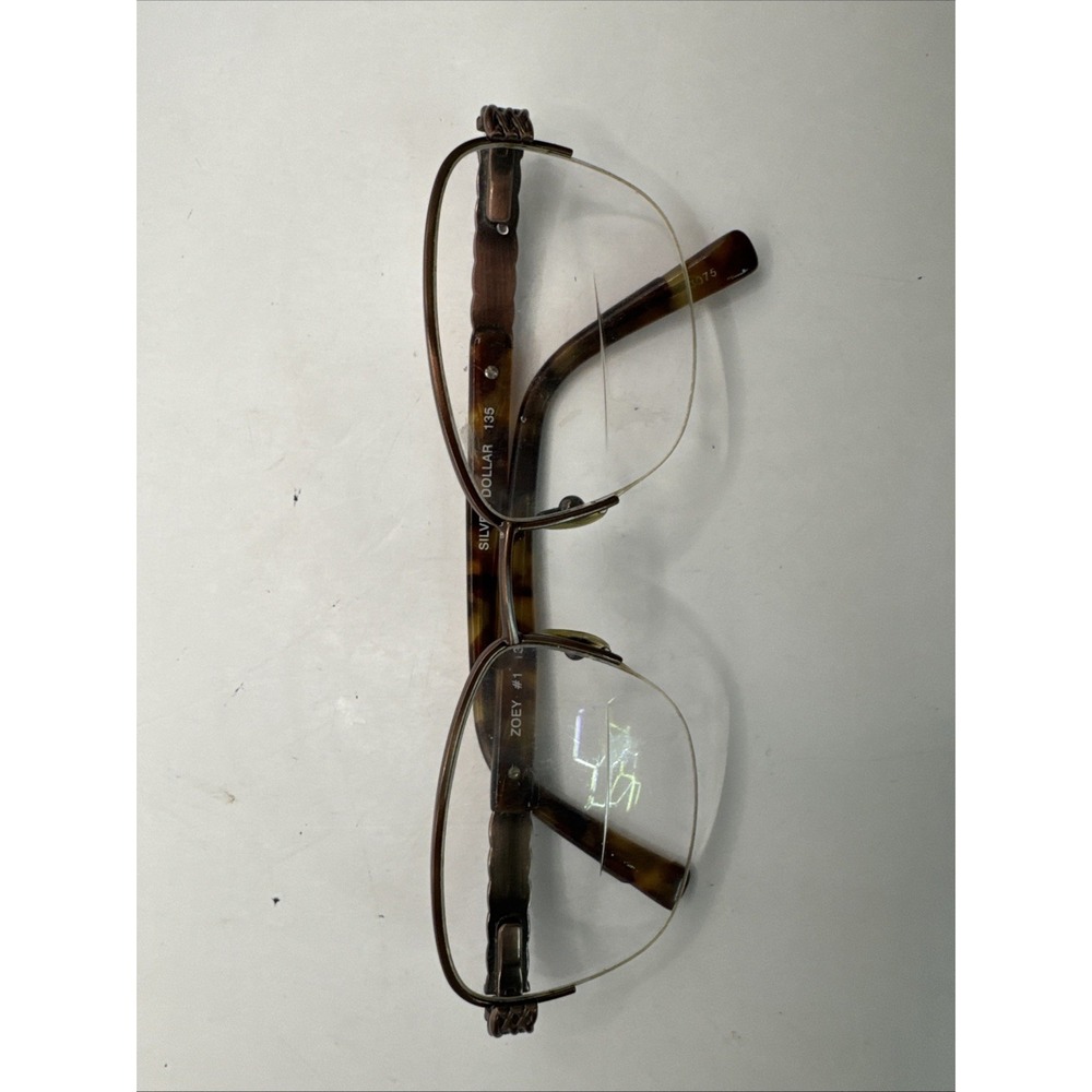 Silver Dollar Dixie‎ Eyeglasses Frames 53-16 135mm rectangular daisy Gold tone